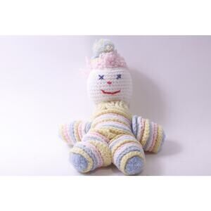 Vintage, Yo-yo doll, Pastel Colors, Knit Doll, Hand Made, Soft Toy, Stuffed Ani